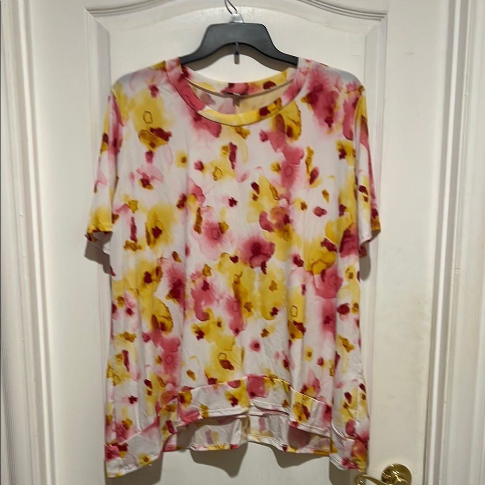 White Birch colorful Asymmetrical blouse Relaxed Fit